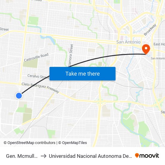 Gen. Mcmullen & Weir to Universidad Nacional Autonoma De Mexico (Unam) - Usa map