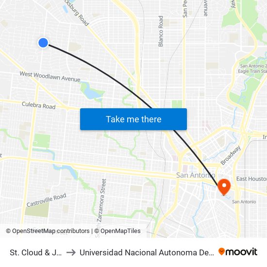 St. Cloud & John Page to Universidad Nacional Autonoma De Mexico (Unam) - Usa map