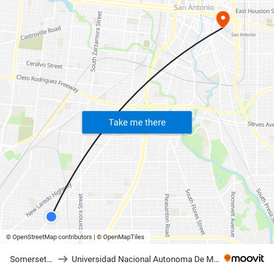 Somerset & King to Universidad Nacional Autonoma De Mexico (Unam) - Usa map