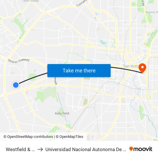 Westfield & Rawhide to Universidad Nacional Autonoma De Mexico (Unam) - Usa map