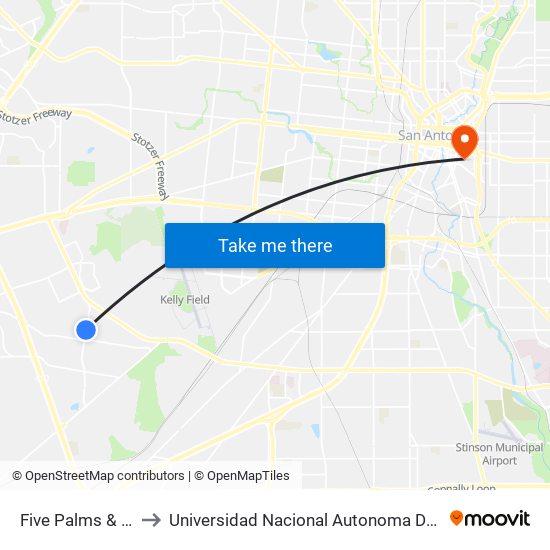 Five Palms & Shoreview to Universidad Nacional Autonoma De Mexico (Unam) - Usa map