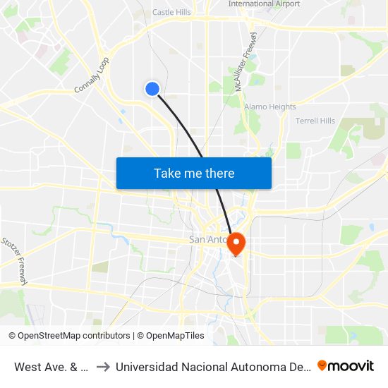 West Ave. & Cliffwood to Universidad Nacional Autonoma De Mexico (Unam) - Usa map