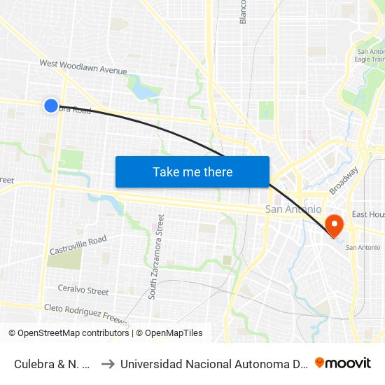 Culebra & N. San Manuel to Universidad Nacional Autonoma De Mexico (Unam) - Usa map