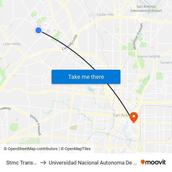 Stmc Transit Center to Universidad Nacional Autonoma De Mexico (Unam) - Usa map