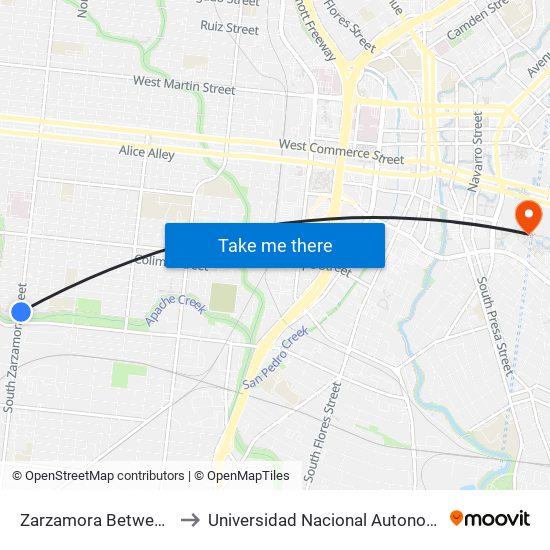 Zarzamora Between Laredo & Potosi to Universidad Nacional Autonoma De Mexico (Unam) - Usa map