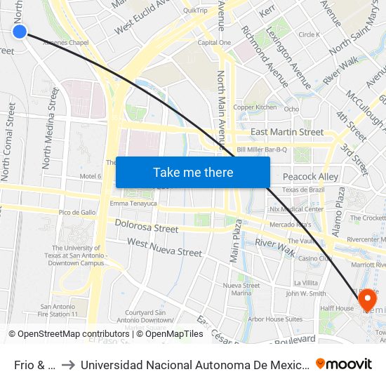 Frio & Ruiz to Universidad Nacional Autonoma De Mexico (Unam) - Usa map