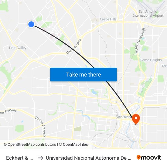 Eckhert & Huebner to Universidad Nacional Autonoma De Mexico (Unam) - Usa map