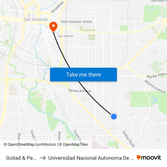 Goliad & Pennystone to Universidad Nacional Autonoma De Mexico (Unam) - Usa map