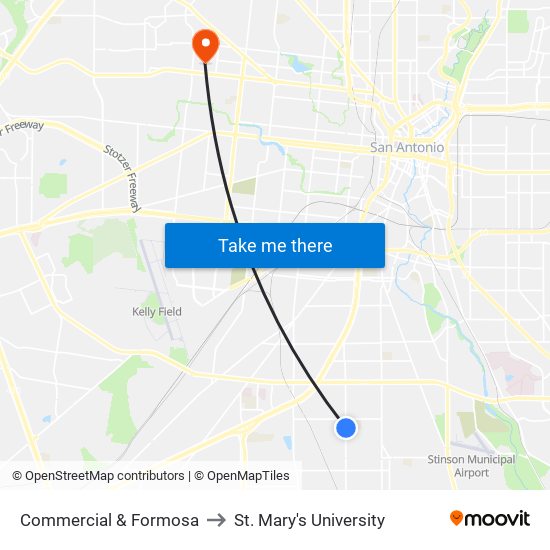 Commercial & Formosa to St. Mary's University map