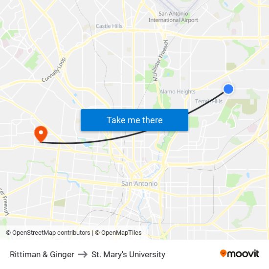 Rittiman & Ginger to St. Mary's University map