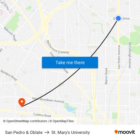 San Pedro & Oblate to St. Mary's University map