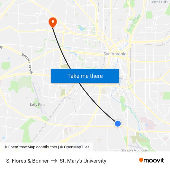 S. Flores & Bonner to St. Mary's University map