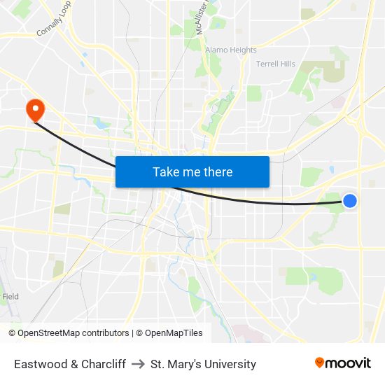 Eastwood & Charcliff to St. Mary's University map