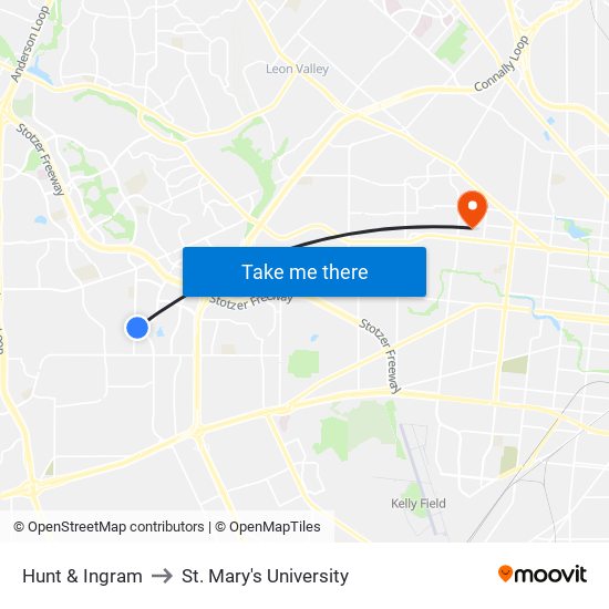 Hunt & Ingram to St. Mary's University map