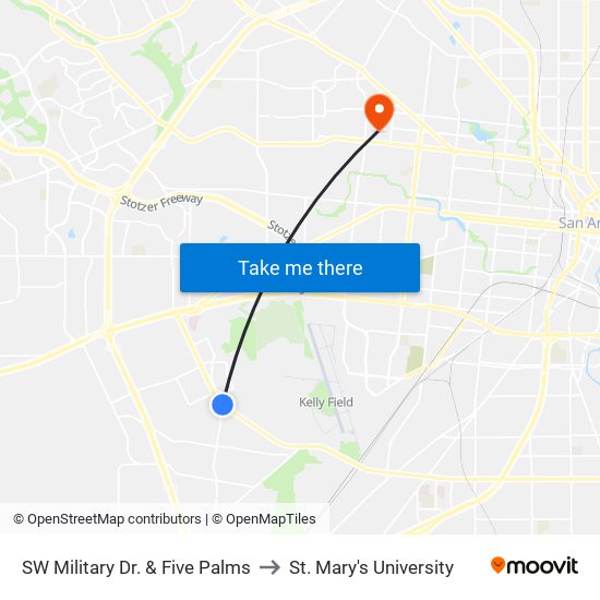 SW Military Dr. & Five Palms to St. Mary's University map