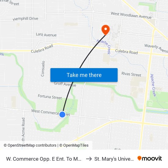 W. Commerce Opp. E Ent. To Monterre to St. Mary's University map