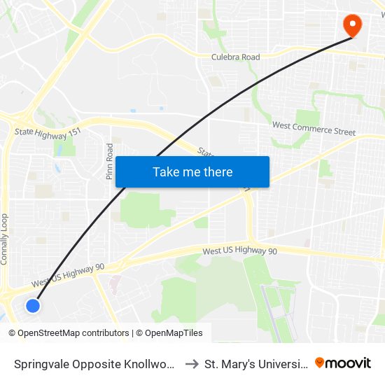 Springvale Opposite Knollwood to St. Mary's University map