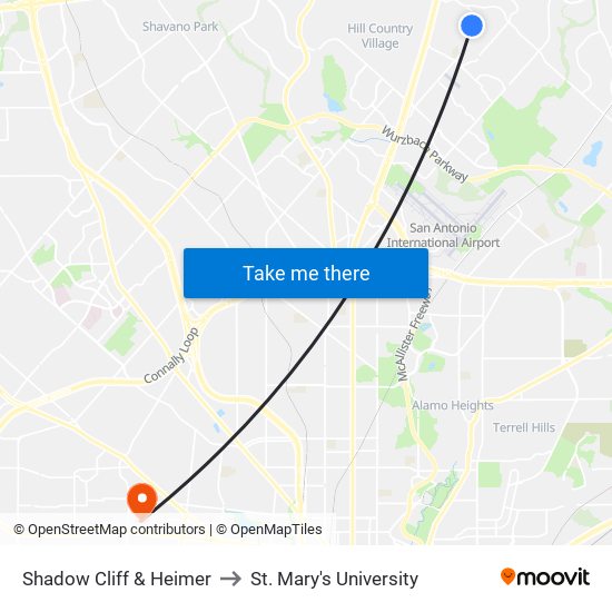 Shadow Cliff & Heimer to St. Mary's University map