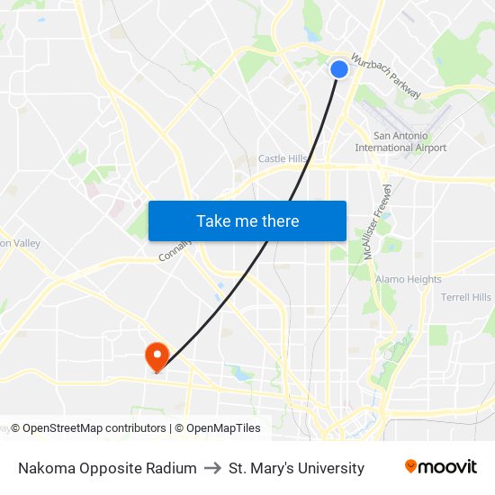 Nakoma Opposite Radium to St. Mary's University map