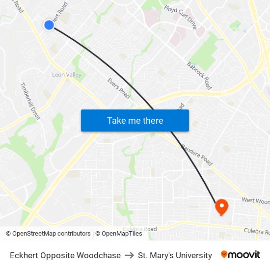 Eckhert Opposite Woodchase to St. Mary's University map