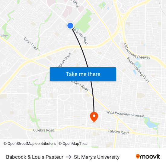 Babcock & Louis Pasteur to St. Mary's University map