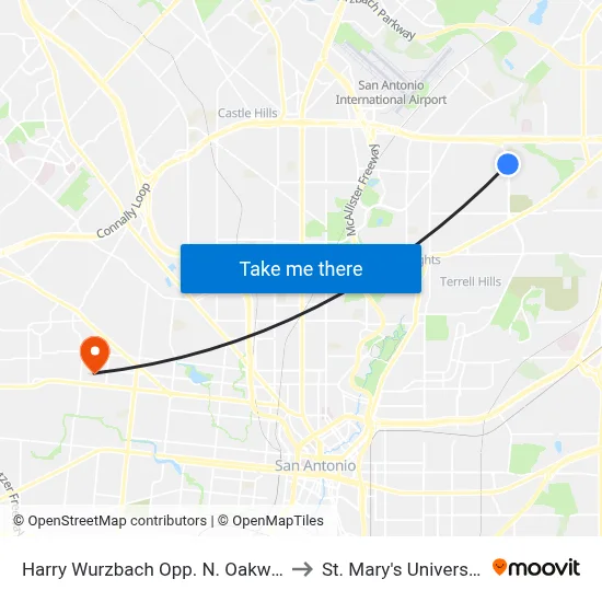 Harry Wurzbach Opp. N. Oakwell to St. Mary's University map