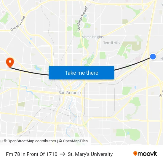 Fm 78 In Front Of 1710 to St. Mary's University map