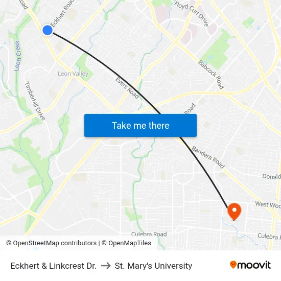 Eckhert & Linkcrest Dr. to St. Mary's University map