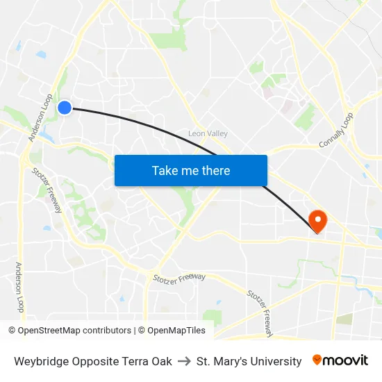 Weybridge Opposite Terra Oak to St. Mary's University map