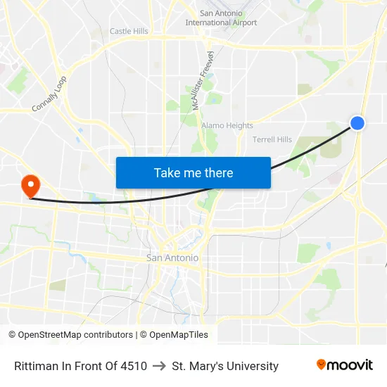 Rittiman In Front Of 4510 to St. Mary's University map