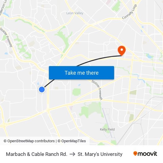 Marbach & Cable Ranch Rd. to St. Mary's University map