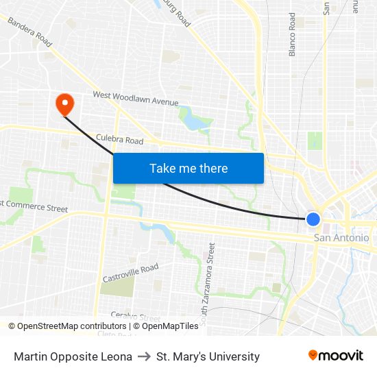 Martin Opposite Leona to St. Mary's University map