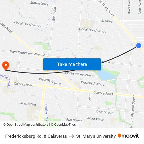 Fredericksburg Rd. & Calaveras to St. Mary's University map