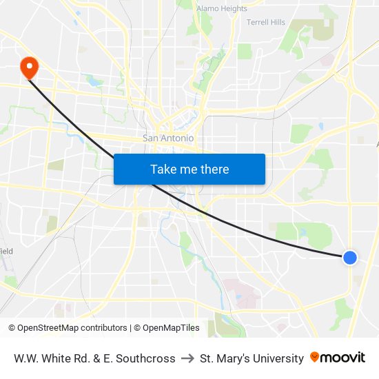 W.W. White Rd. & E. Southcross to St. Mary's University map
