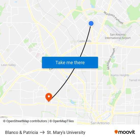 Blanco & Patricia to St. Mary's University map