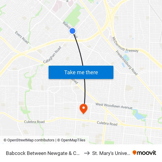 Babcock Between Newgate & Callaghan to St. Mary's University map