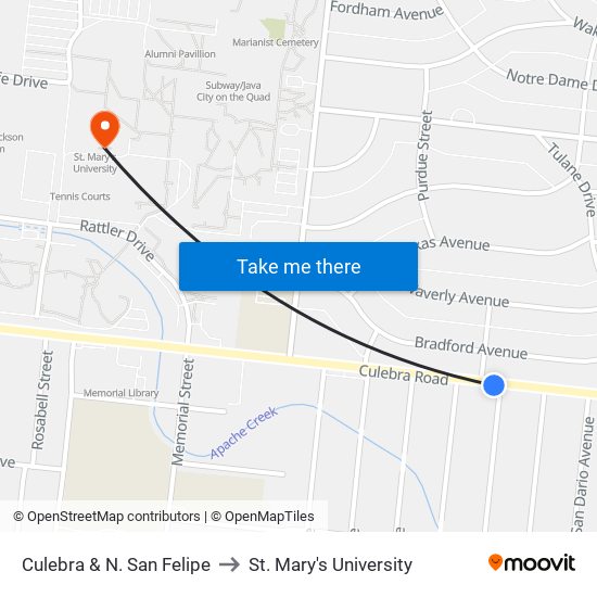 Culebra & N. San Felipe to St. Mary's University map