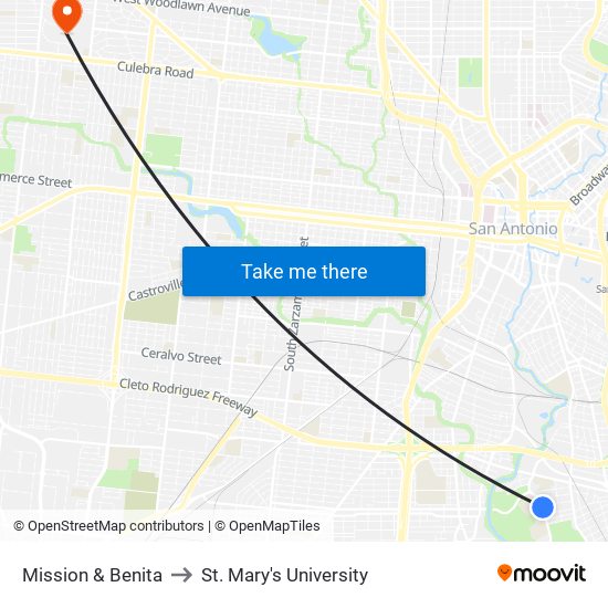 Mission & Benita to St. Mary's University map