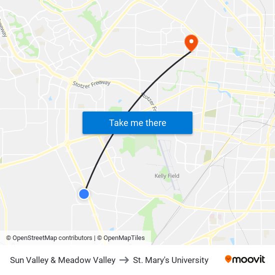 Sun Valley & Meadow Valley to St. Mary's University map