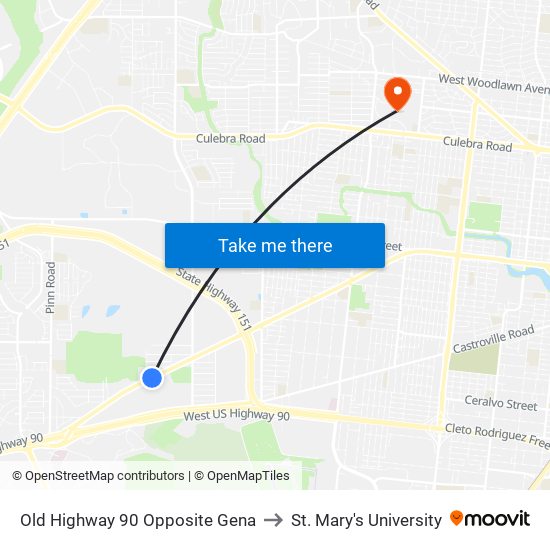 Old Highway 90 Opposite Gena to St. Mary's University map