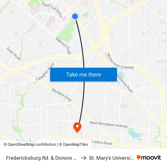 Fredericksburg Rd. & Donore Pl. to St. Mary's University map