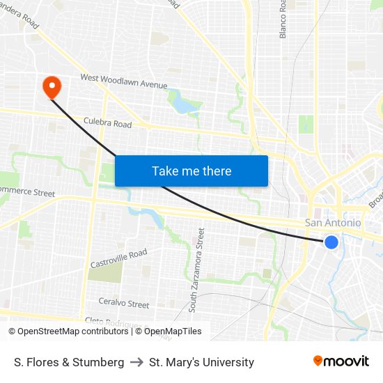 S. Flores & Stumberg to St. Mary's University map