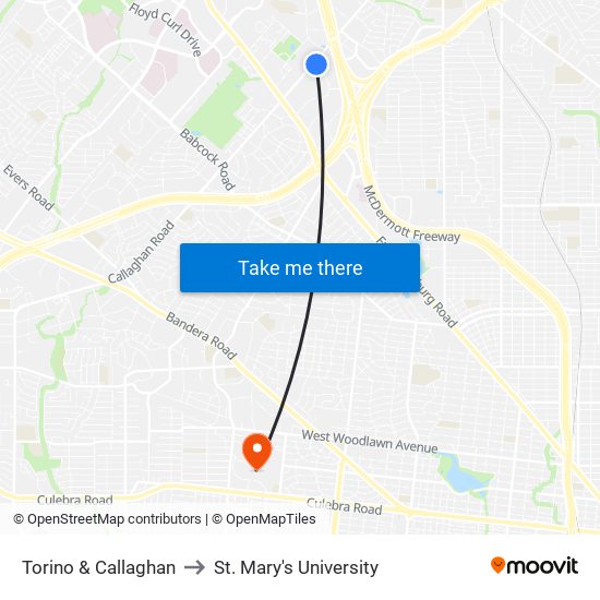 Torino & Callaghan to St. Mary's University map