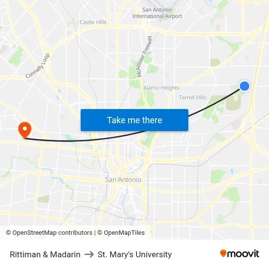 Rittiman & Madarin to St. Mary's University map