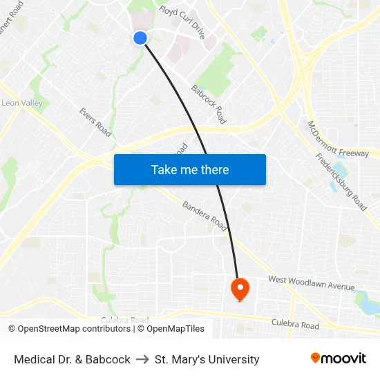 Medical Dr. & Babcock to St. Mary's University map