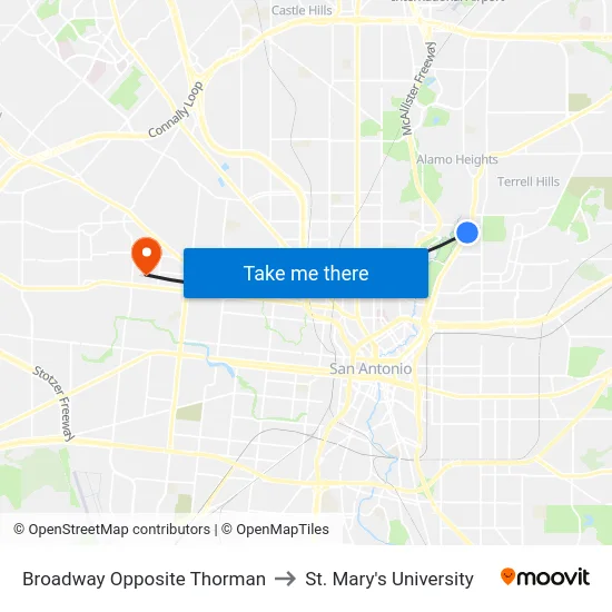 Broadway Opposite Thorman to St. Mary's University map