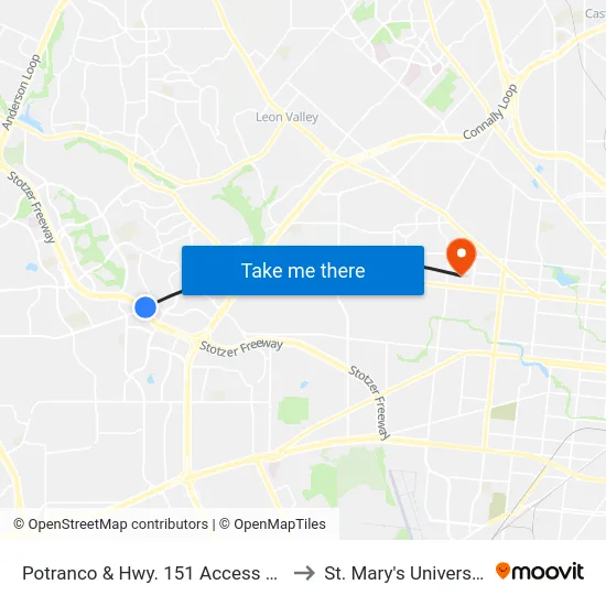 Potranco & Hwy. 151  Access Rd. to St. Mary's University map