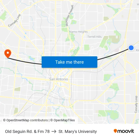 Old Seguin Rd. & Fm 78 to St. Mary's University map