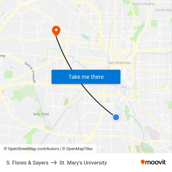 S. Flores & Sayers to St. Mary's University map