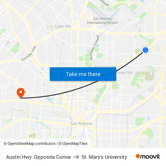 Austin Hwy. Opposite Corine to St. Mary's University map